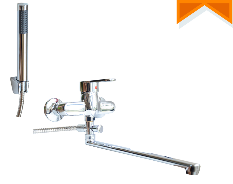 Змішувач для ванни VIDAN з виливом 30 см, у комплекті лійка та шланг (HM2232)